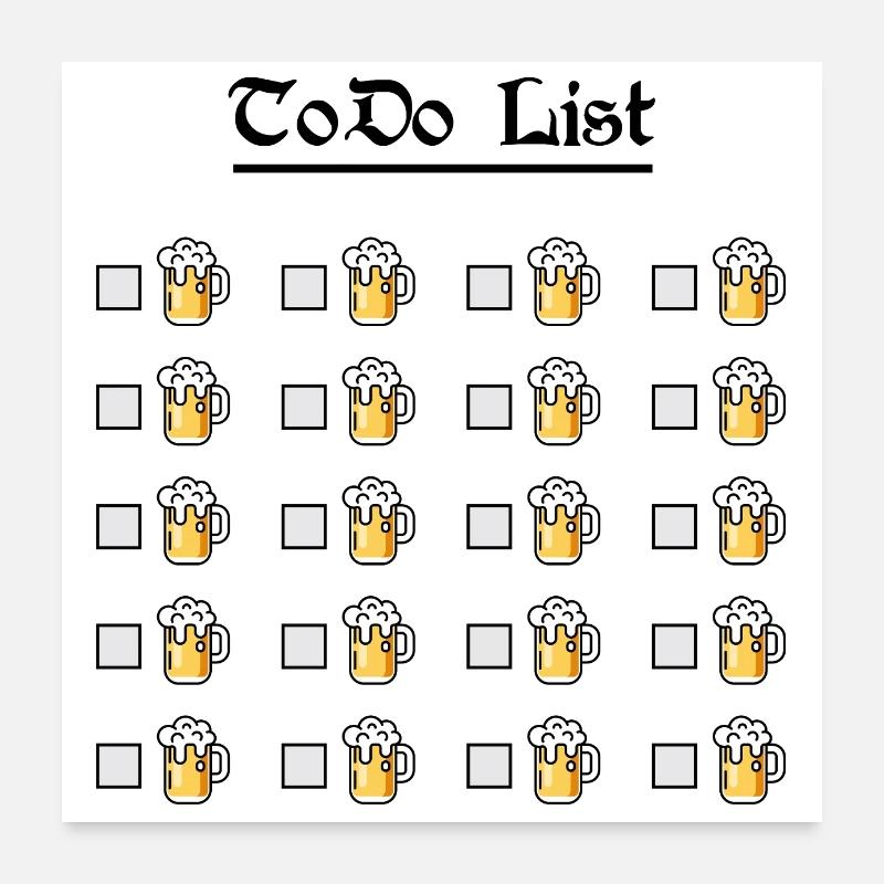 ToDo Liste Bierkrug Checkliste lustig Poster 60x60 cm