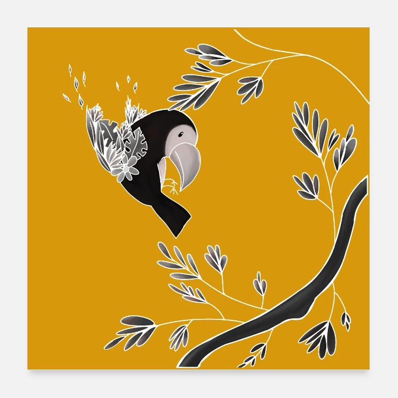 Toucan Tropical jaune Poster 60 x 60 cm