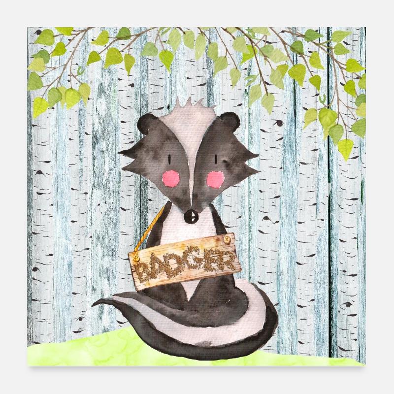 Tierfreunde im Wald - Der kleine Dachs Poster 60x60 cm