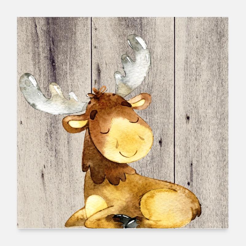 Animaux amis dans la forêt - Le petit cerf Poster 60 x 60 cm