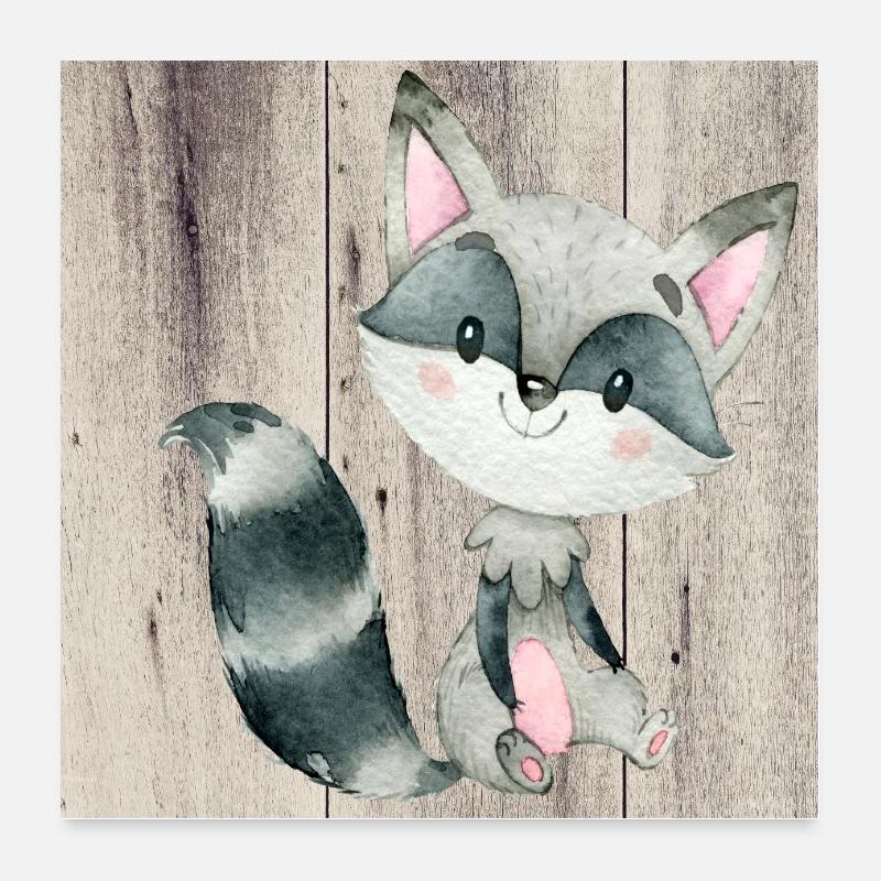 Tierfreunde im Wald - Der kleine Waschbär Poster 60x60 cm