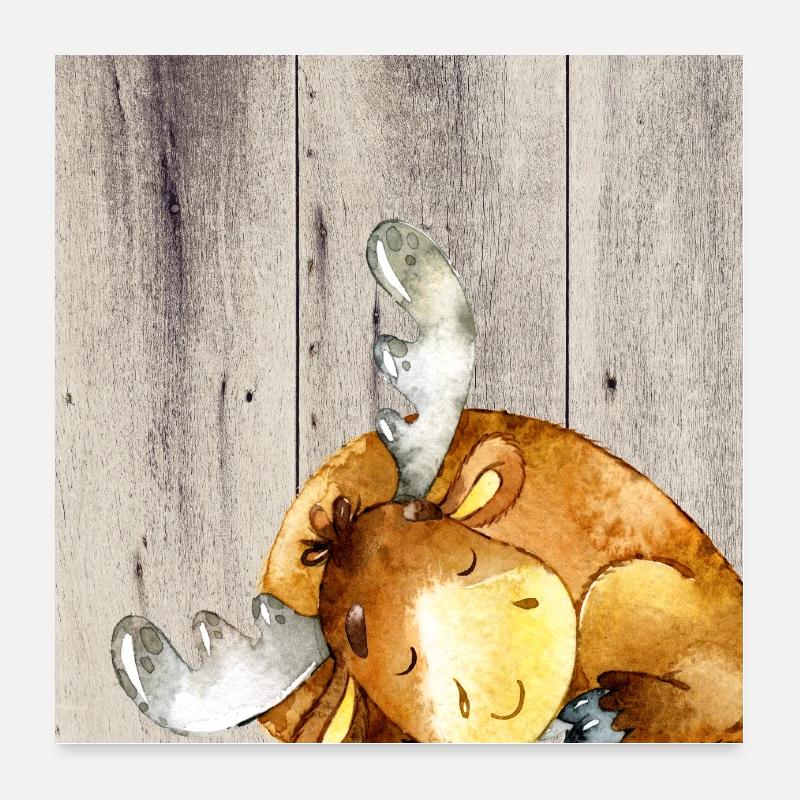 Animaux amis dans la forêt - Le petit cerf Poster 60 x 60 cm