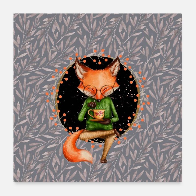 Herbstliche Waldbewohner - der Fuchs Poster 60x60 cm