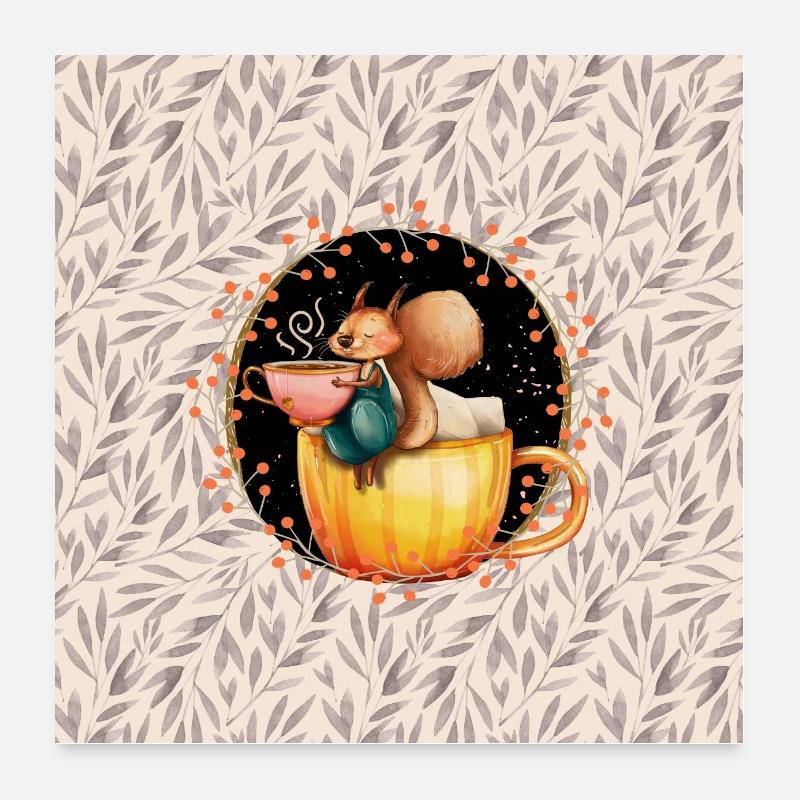 Herbstliche Waldbewohner - das Eichhörnchen Poster 60x60 cm