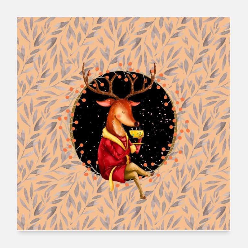 Habitants de la forêt d'automne - le cerf Poster 60 x 60 cm