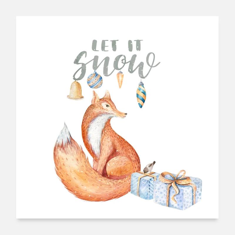 Christmas greetings - Fox Poster 24" x 24" (60x60 cm)
