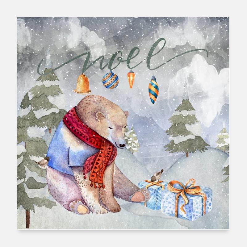 Voeux de Noël - ours polaire Poster 60 x 60 cm