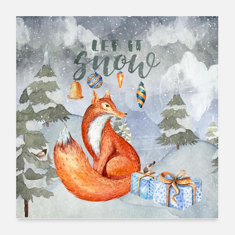 Salutations de Noël - Renard dans la forêt d'hiver Poster 60 x 60 cm