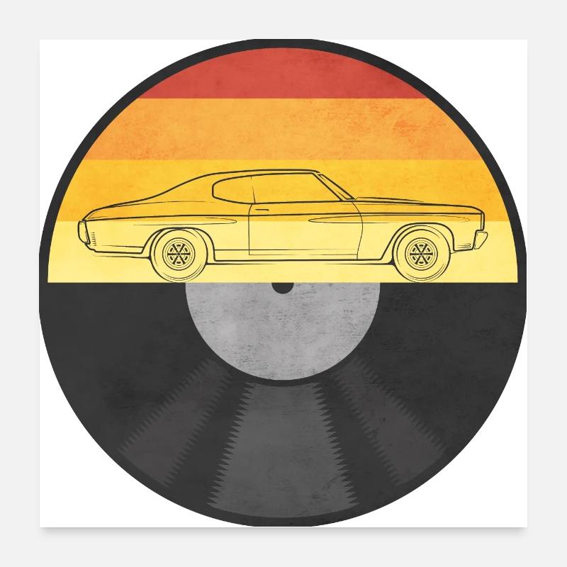 70's Schallplatte Auto Poster 60x60 cm