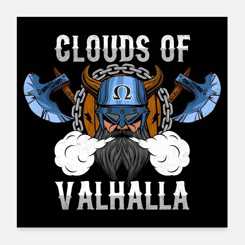 Nuages de Valhalla - Vaping Viking - Vape Vape On Poster 60 x 60 cm