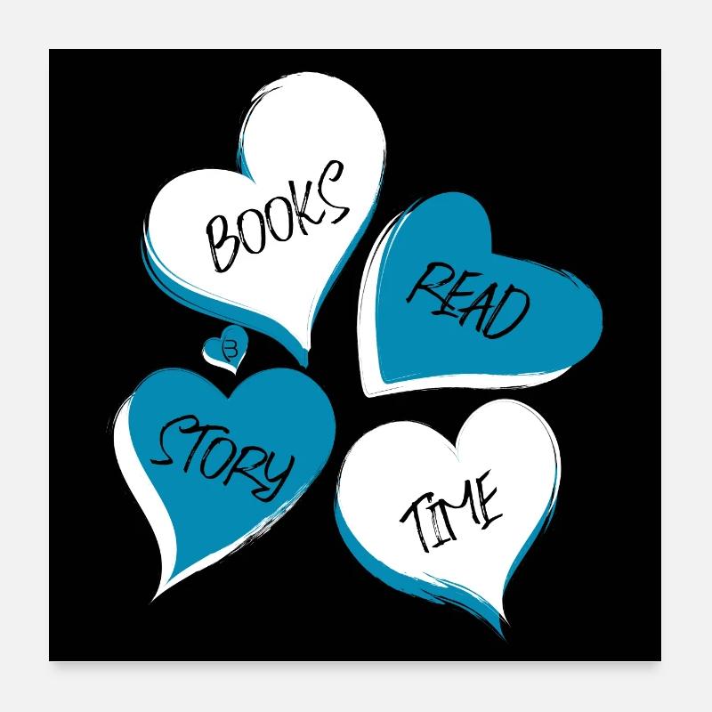 Poster - Books Read Story Time - Black Poster 60 x 60 cm