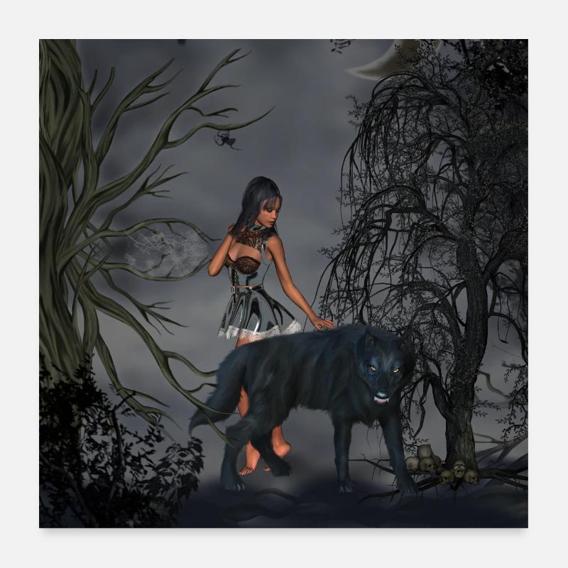 Tolle Fee mit Wolf Poster 60x60 cm