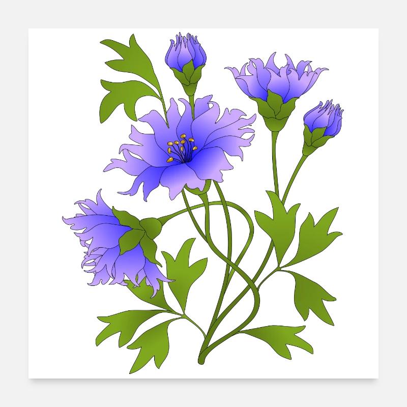 Blumen - Poster 60x60 cm - Weiß
