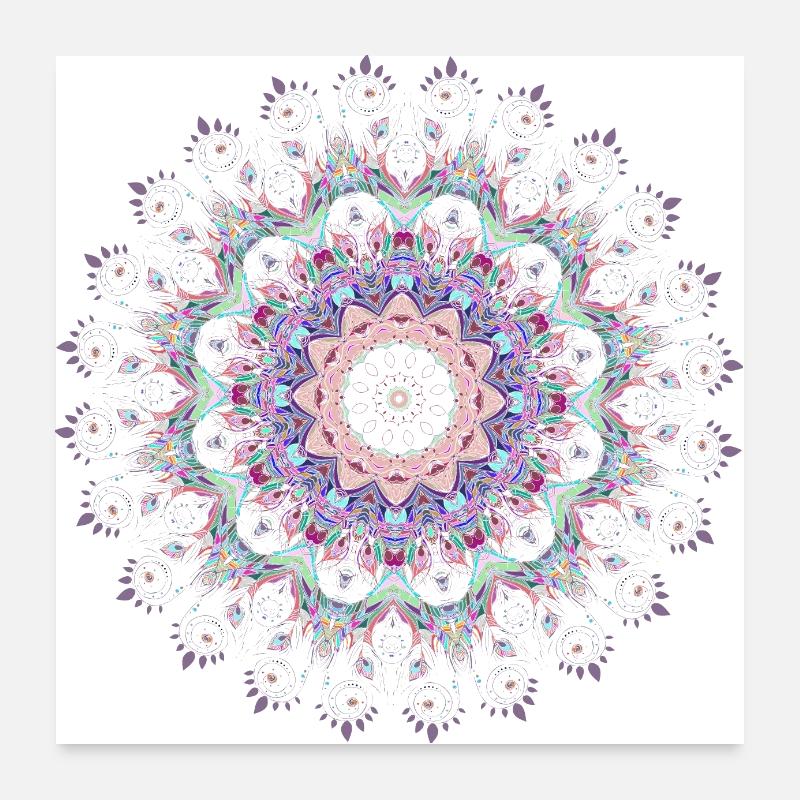 Weiße Mandala - Poster 60x60 cm - Weiß