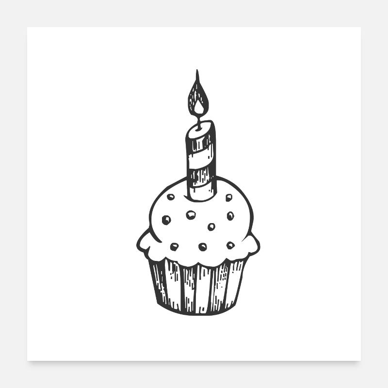 Muffin mit Kerze Poster 60x60 cm