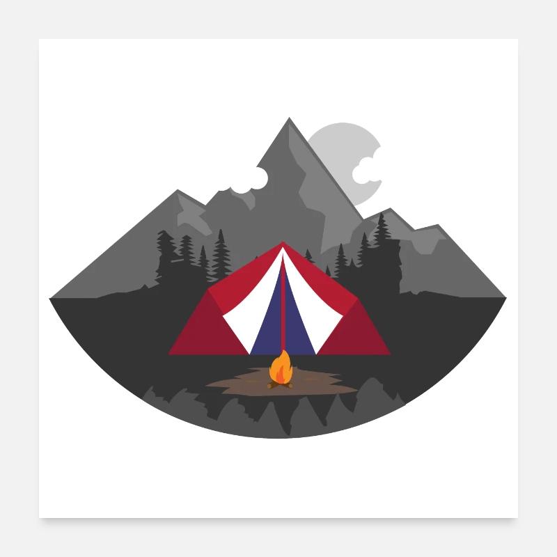 Bushcraft Clouds Mountain Wood Fire Sun Gift Poster 24" x 24" (60x60 cm)