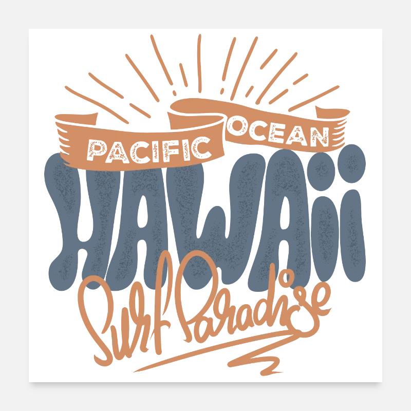 Paradis de surf Hawaï Poster 60 x 60 cm