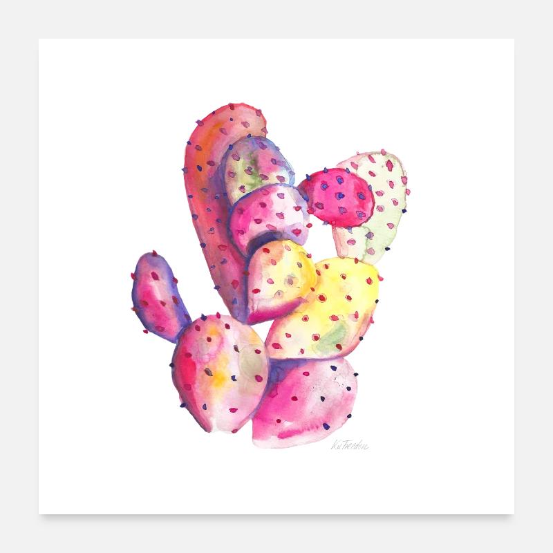 Kaktus - Poster 60x60 cm - Weiß
