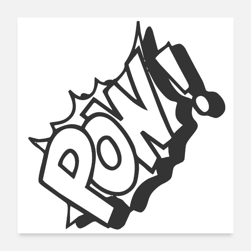 Comic Pow - Poster 60x60 cm - Weiß