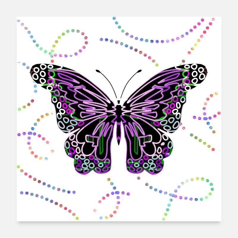 Schmetterling - Poster 60x60 cm - Weiß