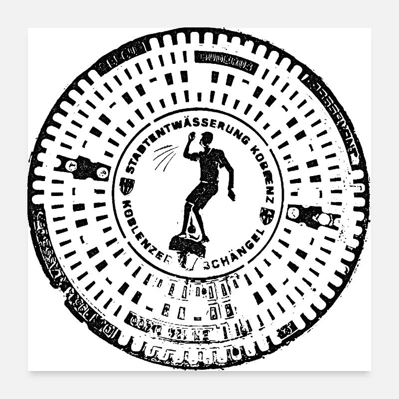 Koblenz Gully Gulli Gullideckel Geschenk Schängel Poster 60x60 cm