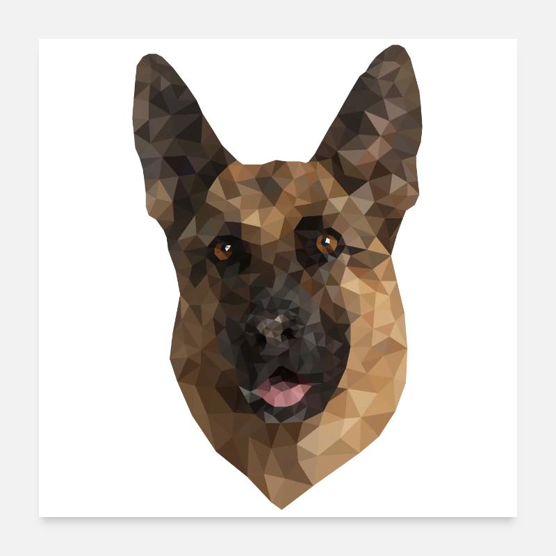 Cute Low Poly German Shepard Poster 24" x 24" (60x60 cm)