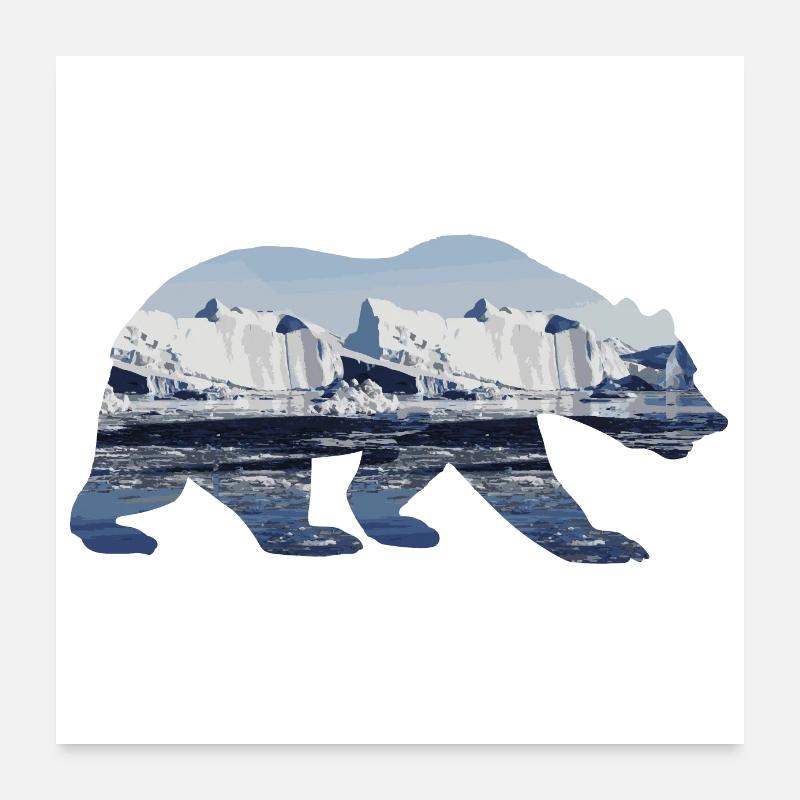 Double Exposure Animals - Polar Bear - Gift Poster 24" x 24" (60x60 cm)