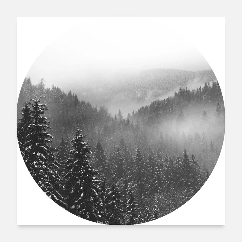 Verschneiter Winterwald Poster 60x60 cm