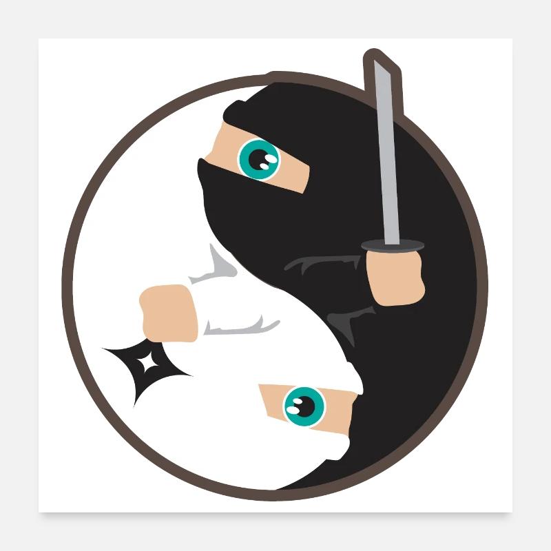 Yin Yang Ninja Day and Night - Gift Idea Poster 24" x 24" (60x60 cm)