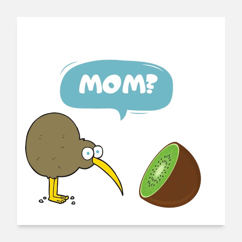 Kiwi Vogel voit sa mère... Kiwi Poster 60 x 60 cm