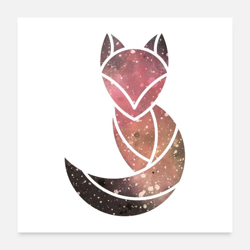 Space FOX | Starry sky | Galaxy Poster 24" x 24" (60x60 cm)