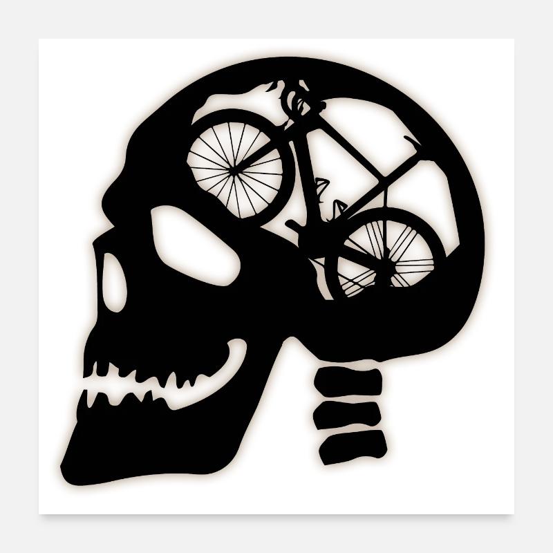 Skull with bicycle inside Poster 24" x 24" (60x60 cm)