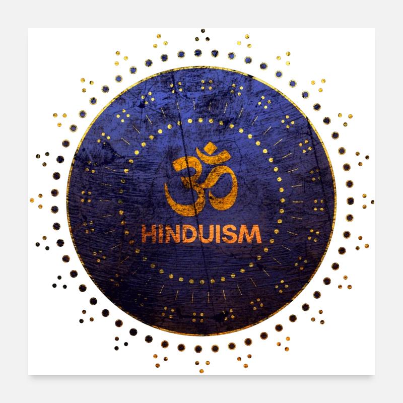 Hindouisme om symbole or violet Poster 60 x 60 cm
