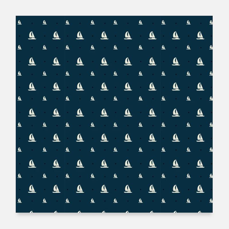 Sailor Sailing Sailboat Sailor Hobby Pattern - Poster 60 x 60 cm - blanc