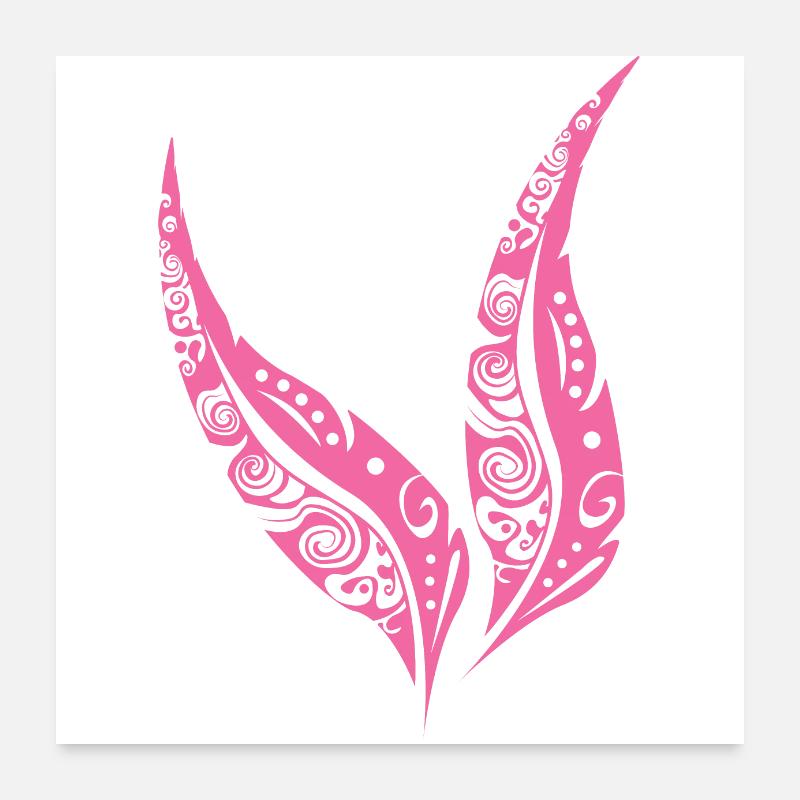 Maori Feather Feathers Pink - Gift Idea Poster 24" x 24" (60x60 cm)