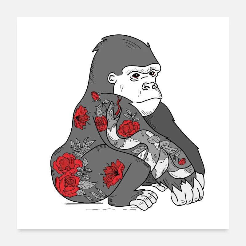 Gorilla - conception d'art corporel Poster 60 x 60 cm