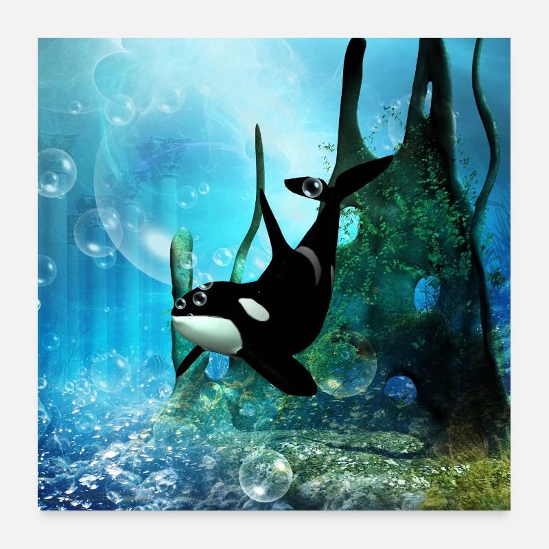 Wonderful orca in the deep ocean Poster 24" x 24" (60x60 cm)