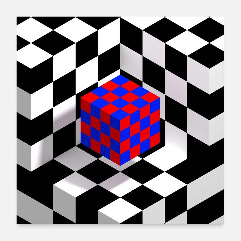 Cubes - Poster 60 x 60 cm - blanc