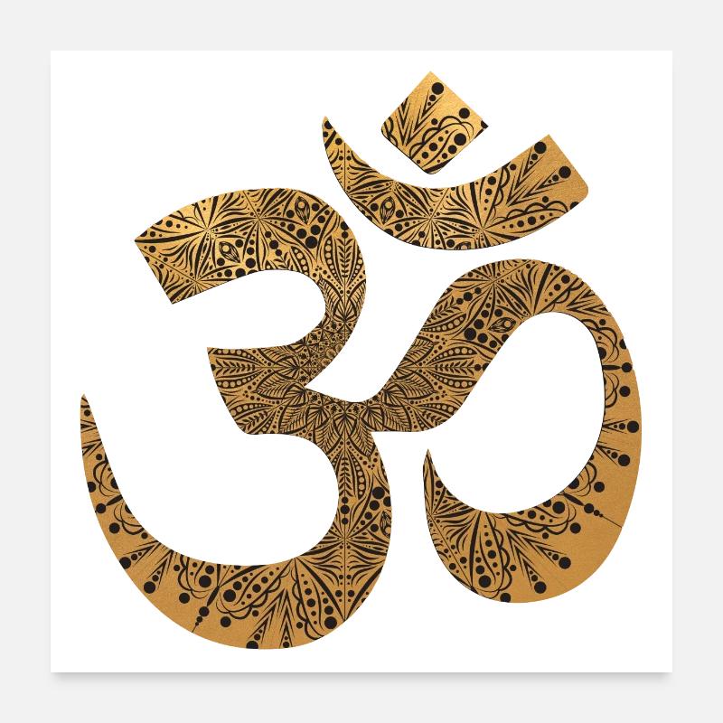 Goldenes Om Zeichen | Mandala Poster 60x60 cm