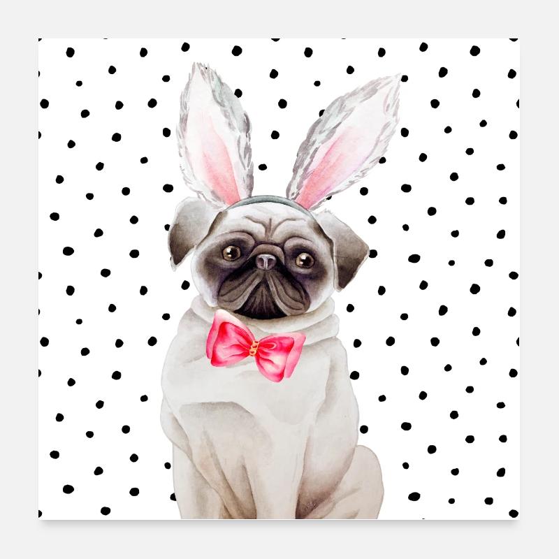 Amis des animaux - Doux mobylette aux oreilles de lapin Poster 60 x 60 cm