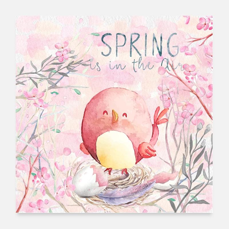 Spring is in the Air - Bird chicks Poster 24" x 24" (60x60 cm)