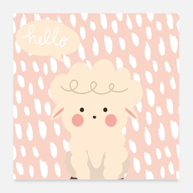 Schäfchen- Tierfreunde rosa Poster 60x60 cm