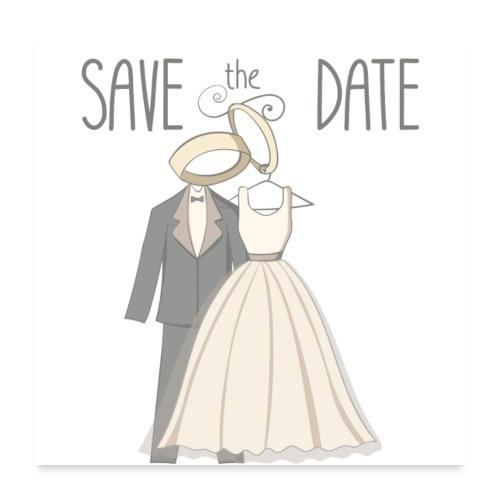 save the date - couple de mariés et anneaux - Poster 60 x 60 cm