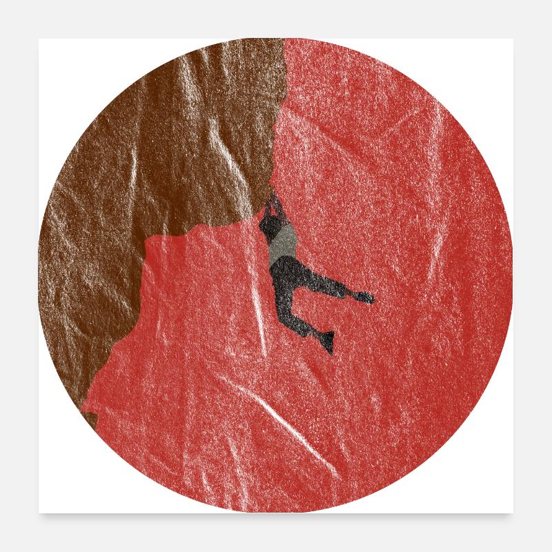 Beim Klettern am Felsen Poster 60x60 cm
