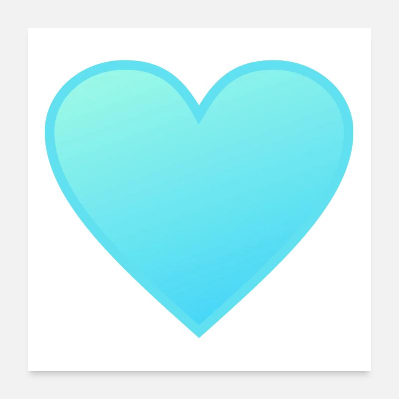 Coeur - lumière bleue Poster 60 x 60 cm
