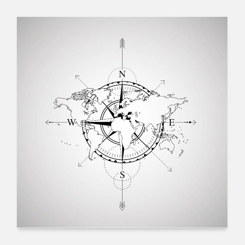 Kompass Poster 60x60 cm