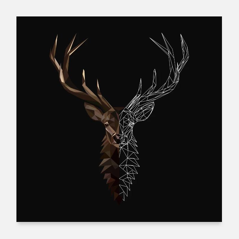 Low Poly Art Hirsch - Geschenkidee Poster 60x60 cm