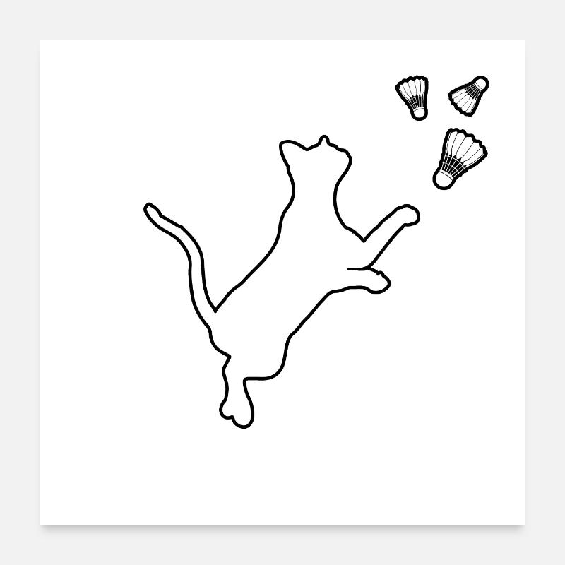 badminton cat Poster 24" x 24" (60x60 cm)