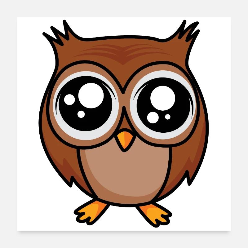 Hibou mignon avec de grands yeux Poster 60 x 60 cm