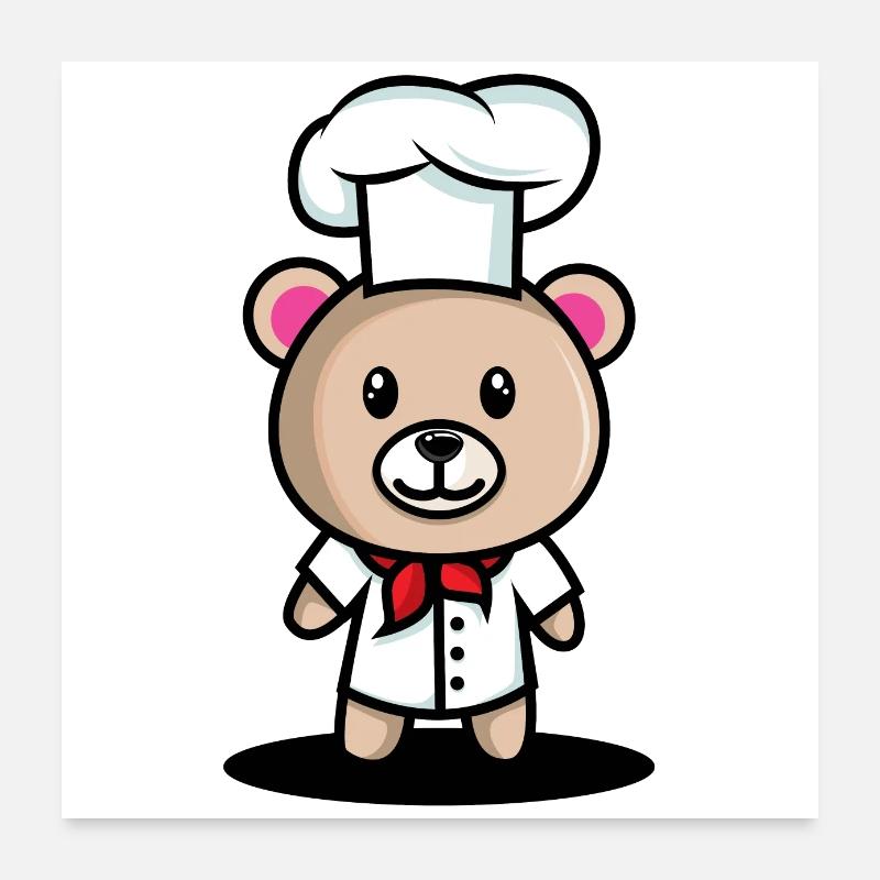 Ours doux habillé comme un cadeau super cuisinier Kinde Poster 60 x 60 cm